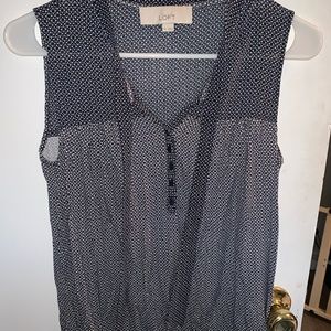 Loft Button Tie Tank Blouse